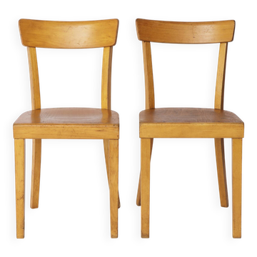 Paire de chaises de salle à manger Frankfurt des années 1950, Allemagne – Hêtre rénové
