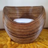 Vintage bohemian rattan armchair