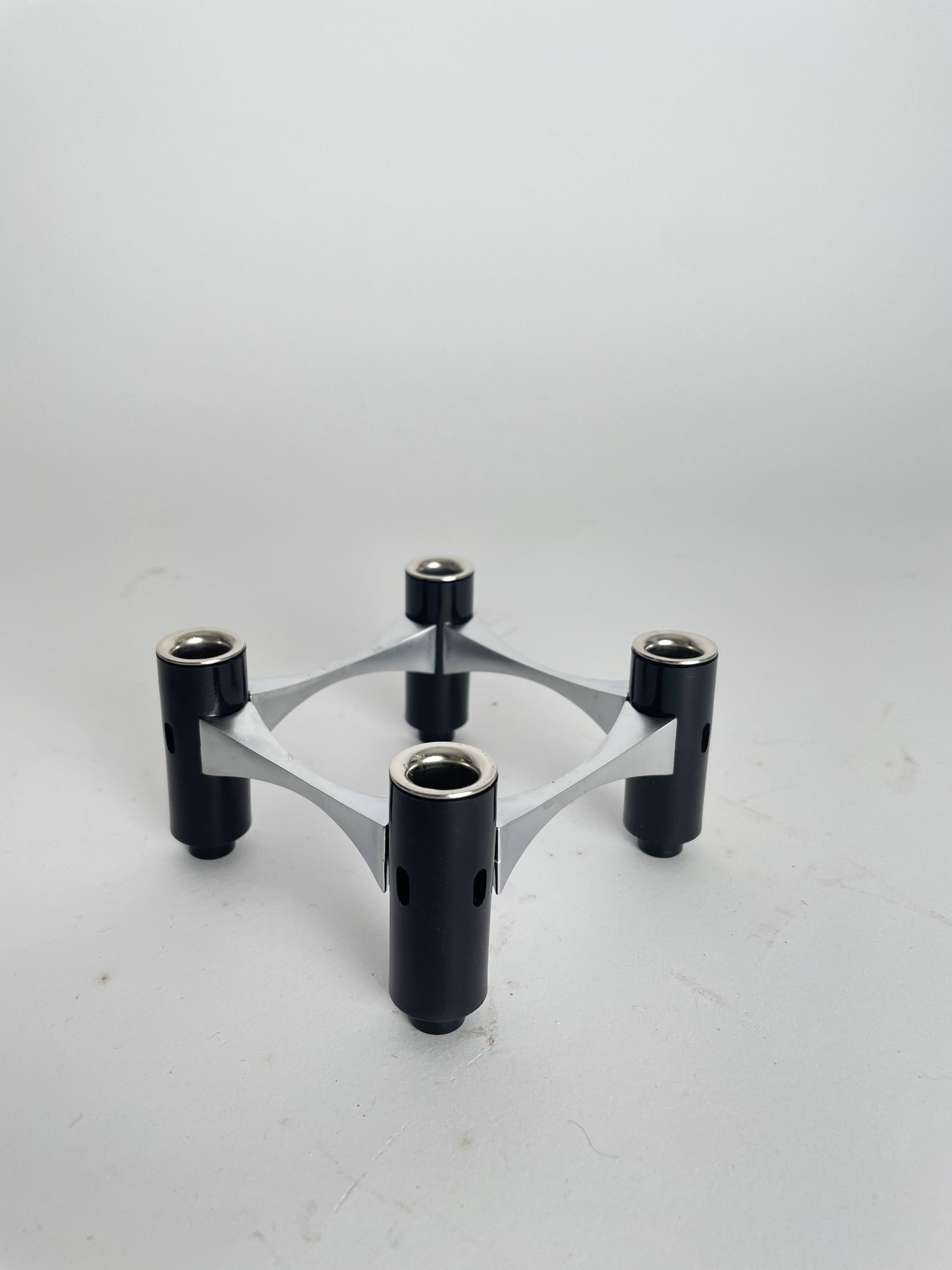 Vintage BMF Modular Candle Holder Black & Silver, Original Box + 12 candles