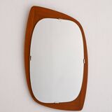 Miroir scandinave vintage en teck de forme libre des années 1960