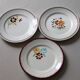 3 dessert plates earthenware Salins France hand-painted