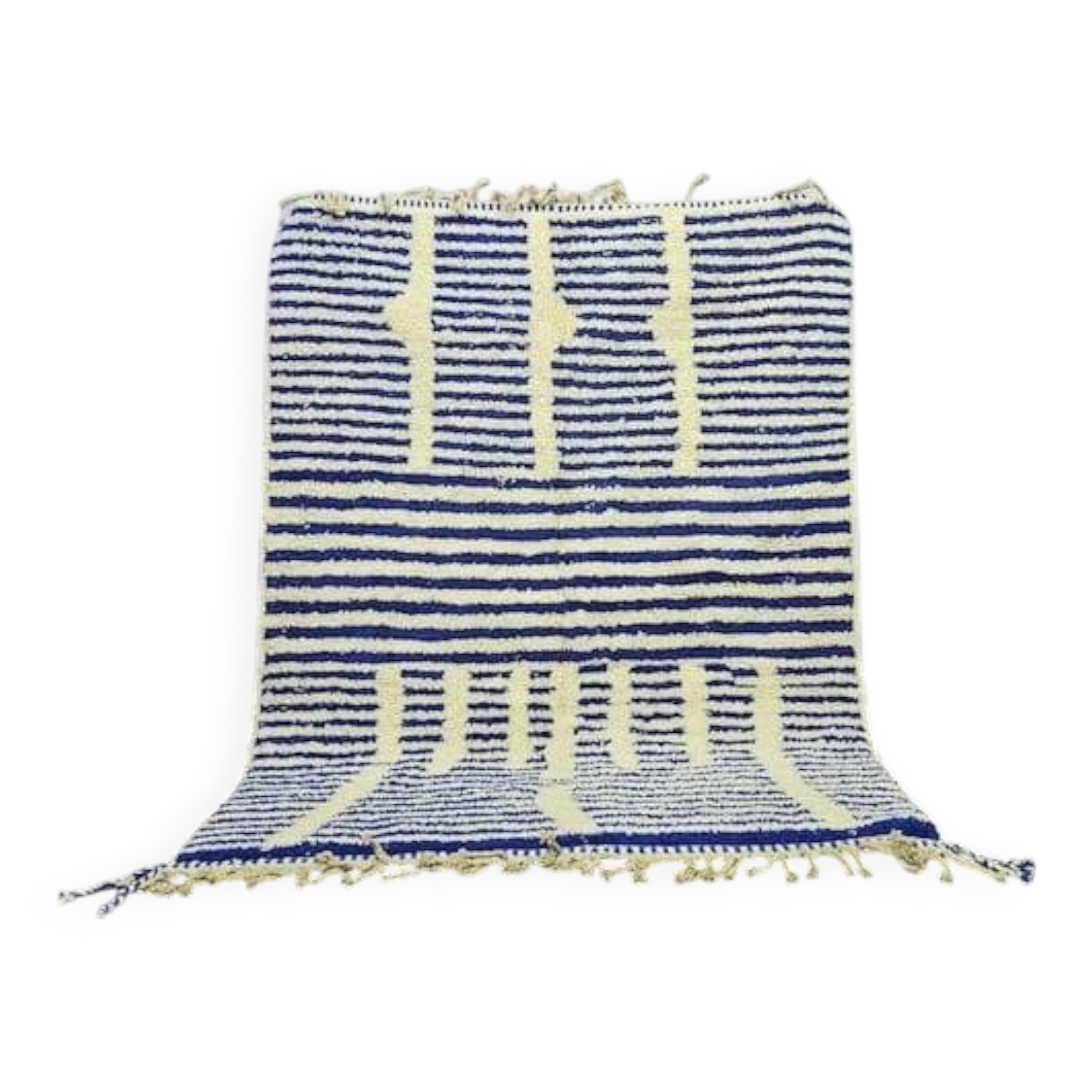 Custom-made Moroccan natural wool rug in pure wool, 2/3 m.
