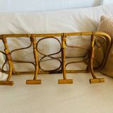Vintage rattan wall-mounted coat rack