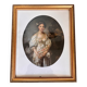 Framed antique print of the broken jug of J.B Greuze
