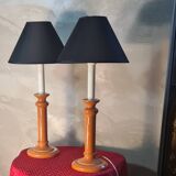 Pair of "Albret Rodez" lamps in dark salmon ceramic 53x25 vintage