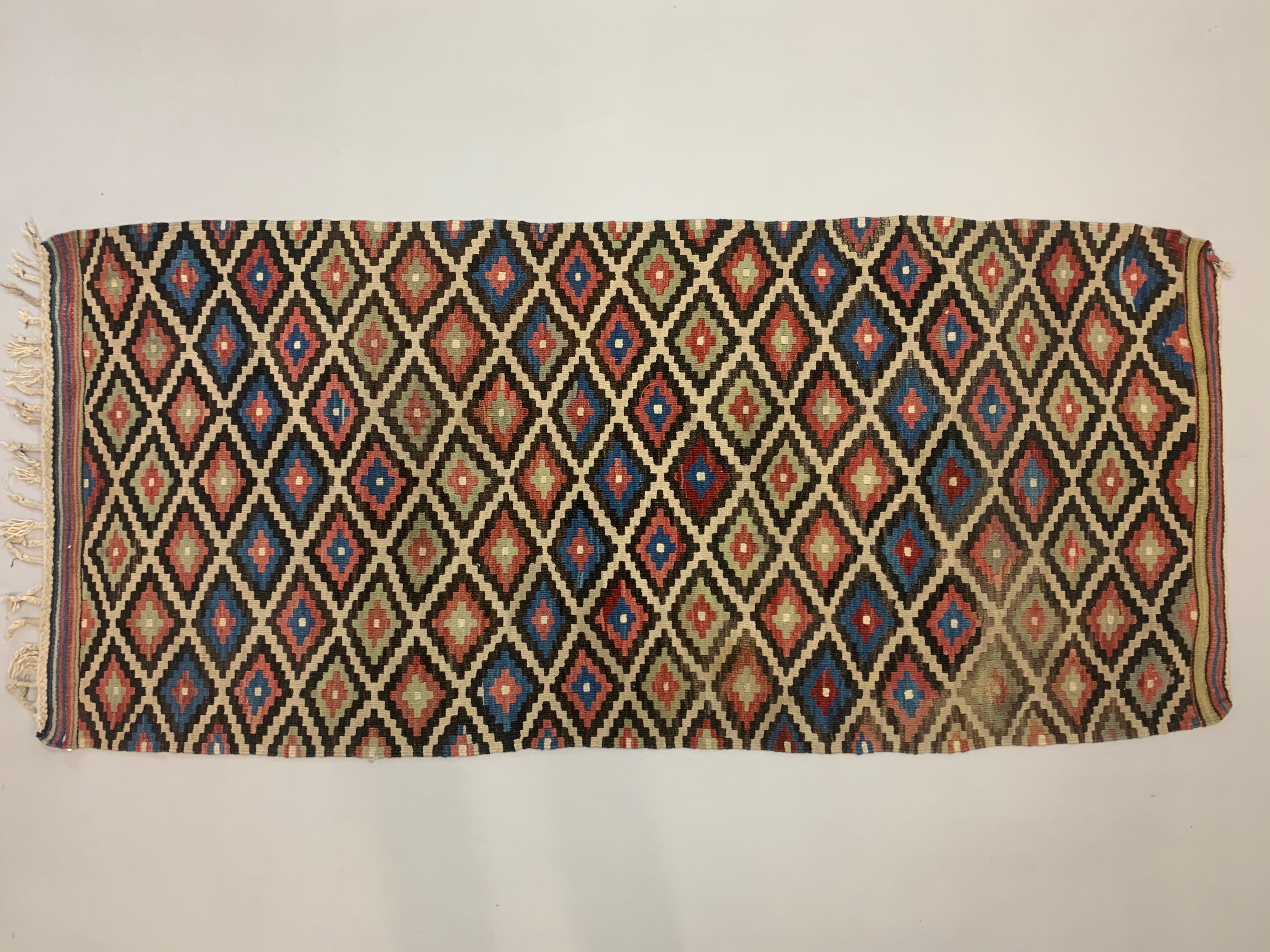 Old Turkish Kilim Runner 193x88 cm, shabby chic, vintage, wool kelim, Antique