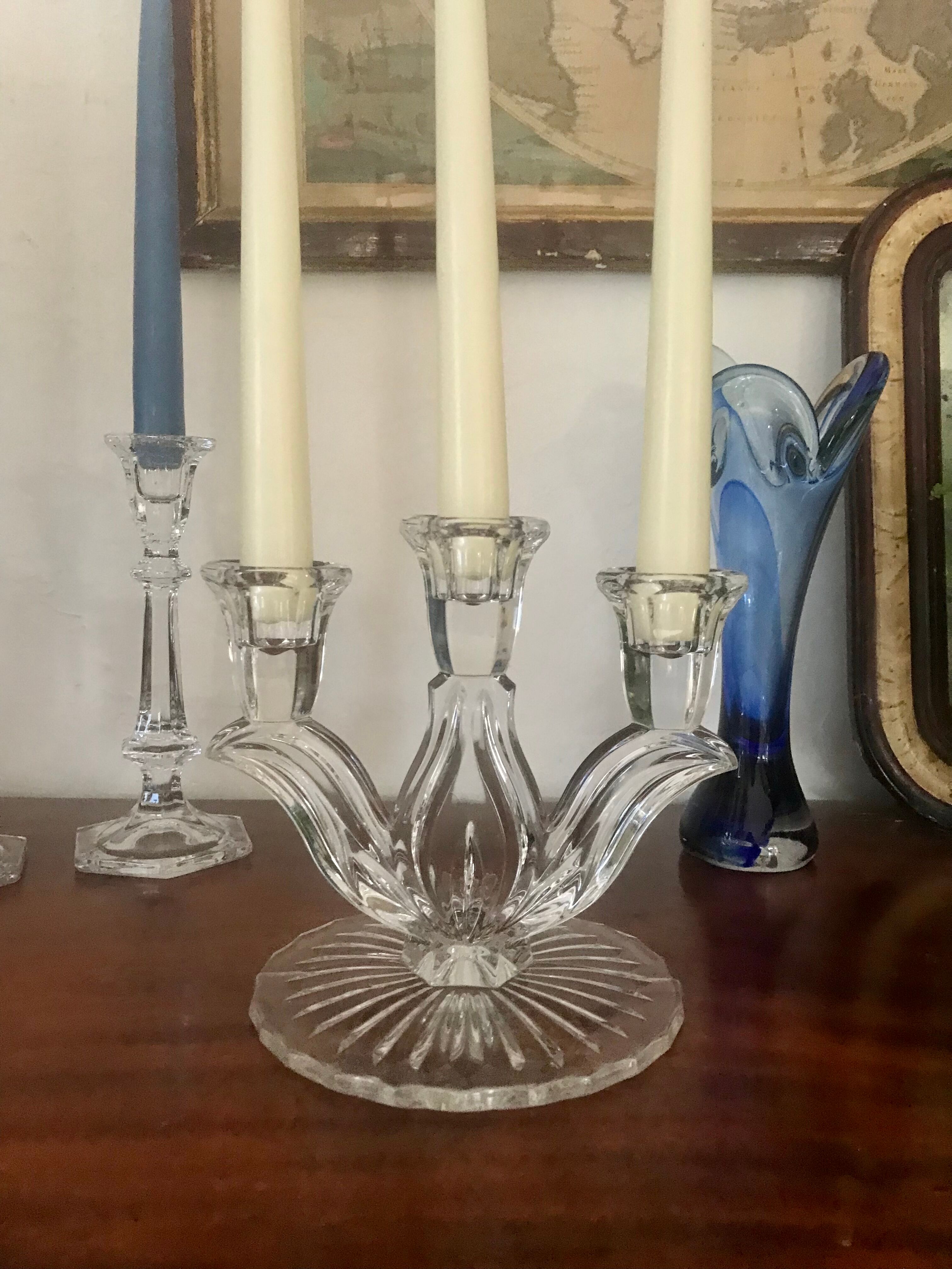 Pair of crystal candlesticks