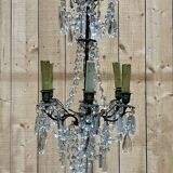Chandelier with tassels and bronze from the early 20th century, 5 lights