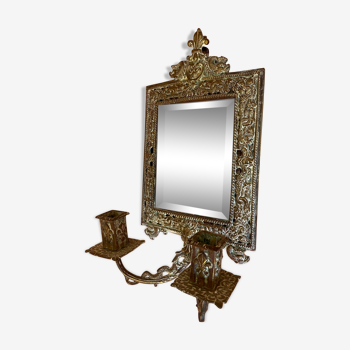 Mirror chandelier in brass applied in rectangular shape