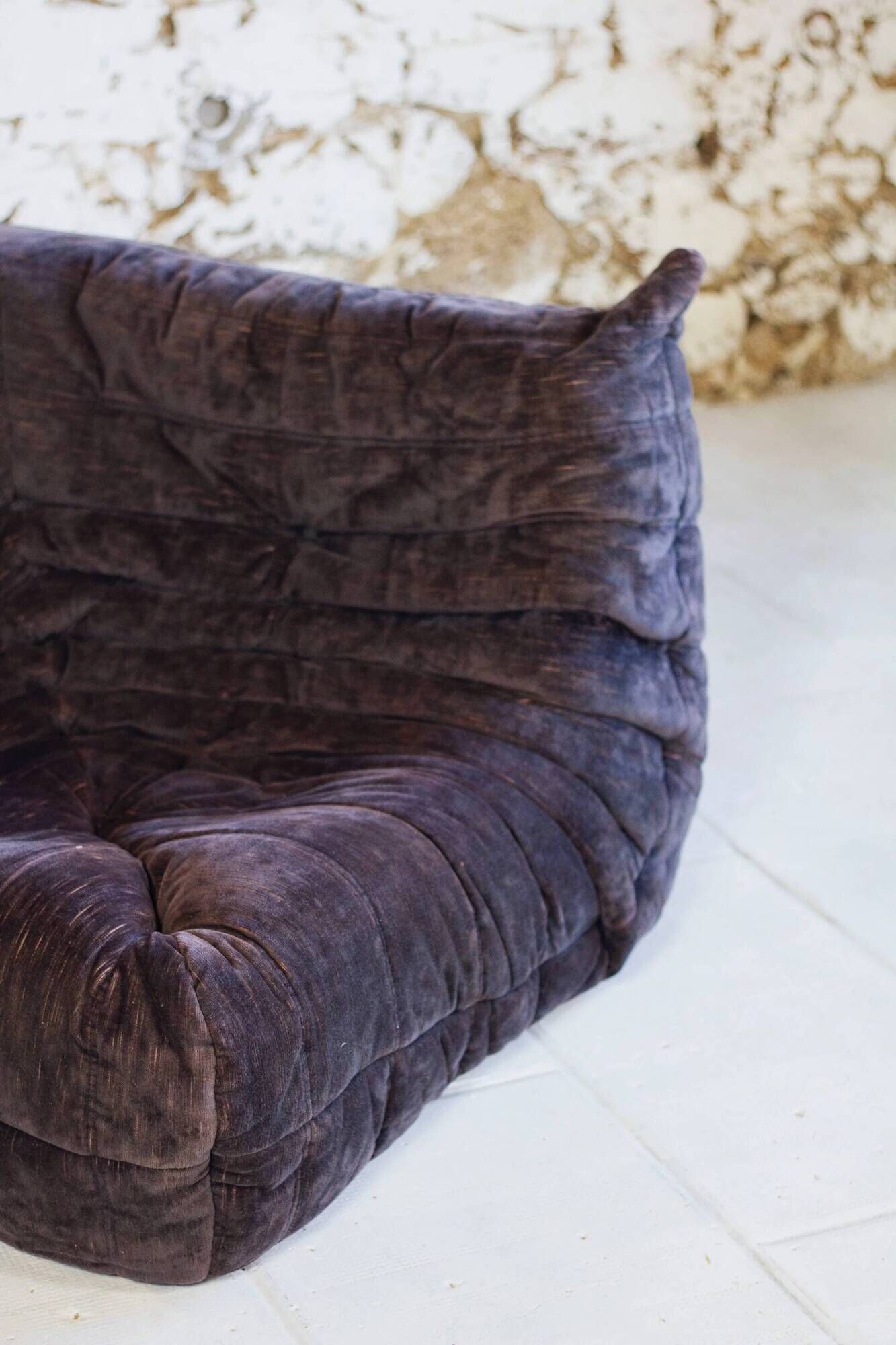 Togo aubergine corner armchair by Michel Ducaroy for Ligne Roset