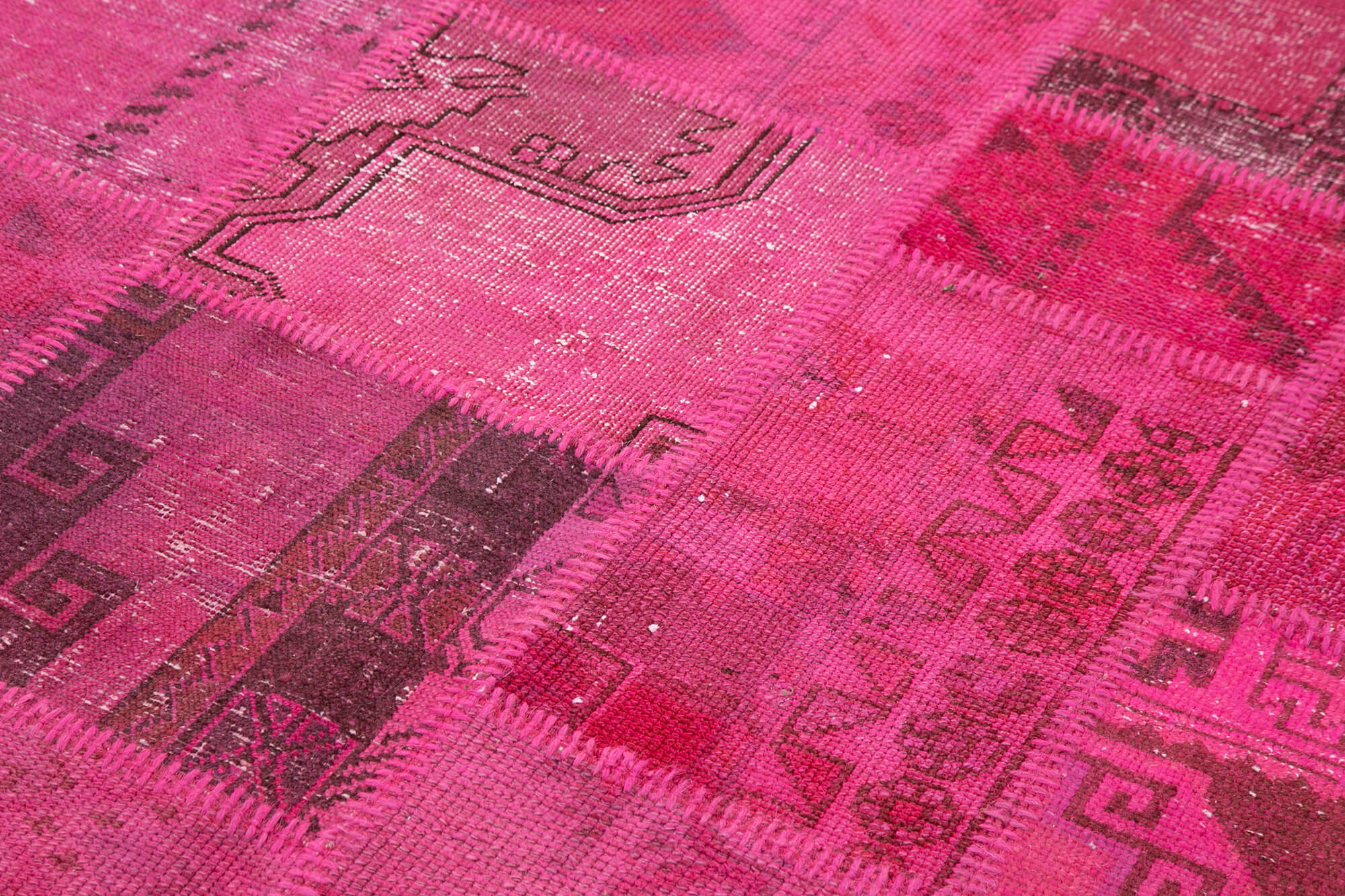 Handmade Anatolian Vintage 172 cm x 250 cm Pink Patchwork Rug