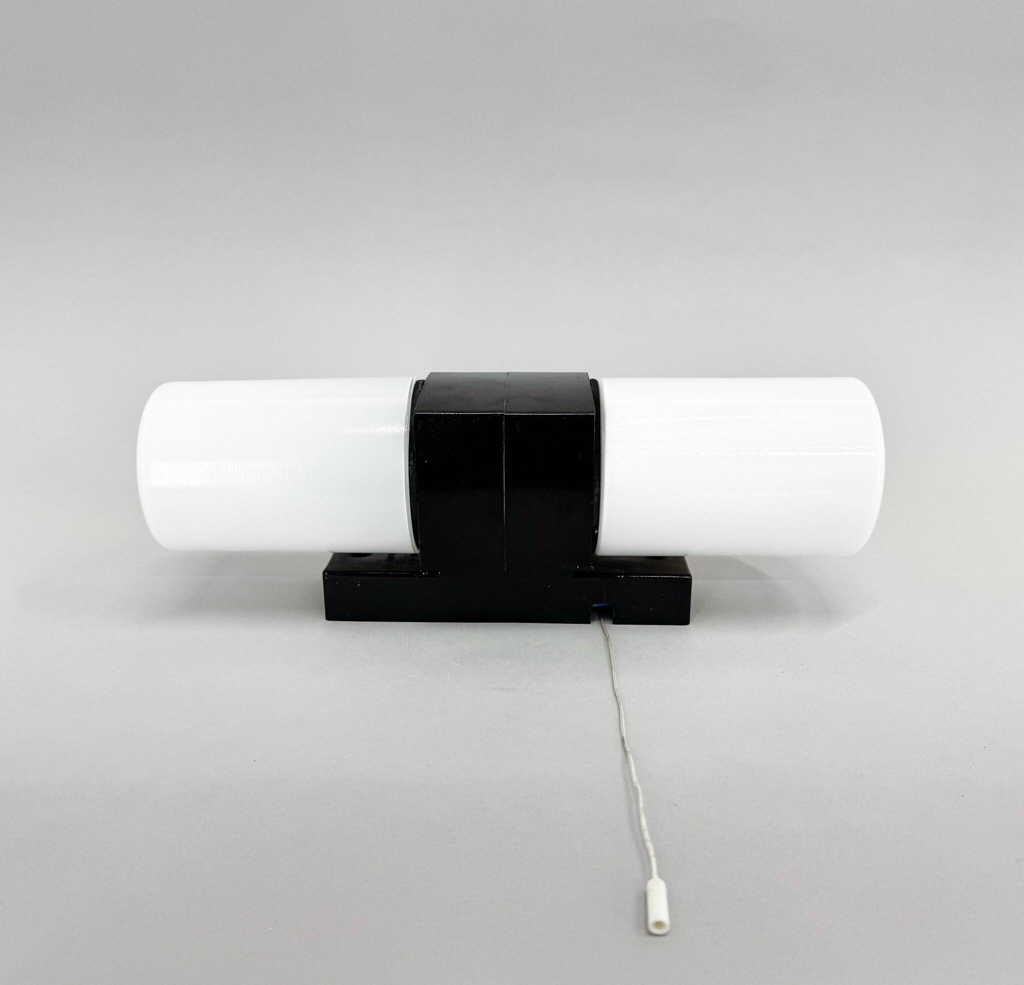 Mid-century Bakelite & Opaline Glass Wall Lamp, Czechoslovakia, 1970's