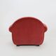 Set of 3 French Art Deco Red velvet Upholstered Armchairs, 1930s