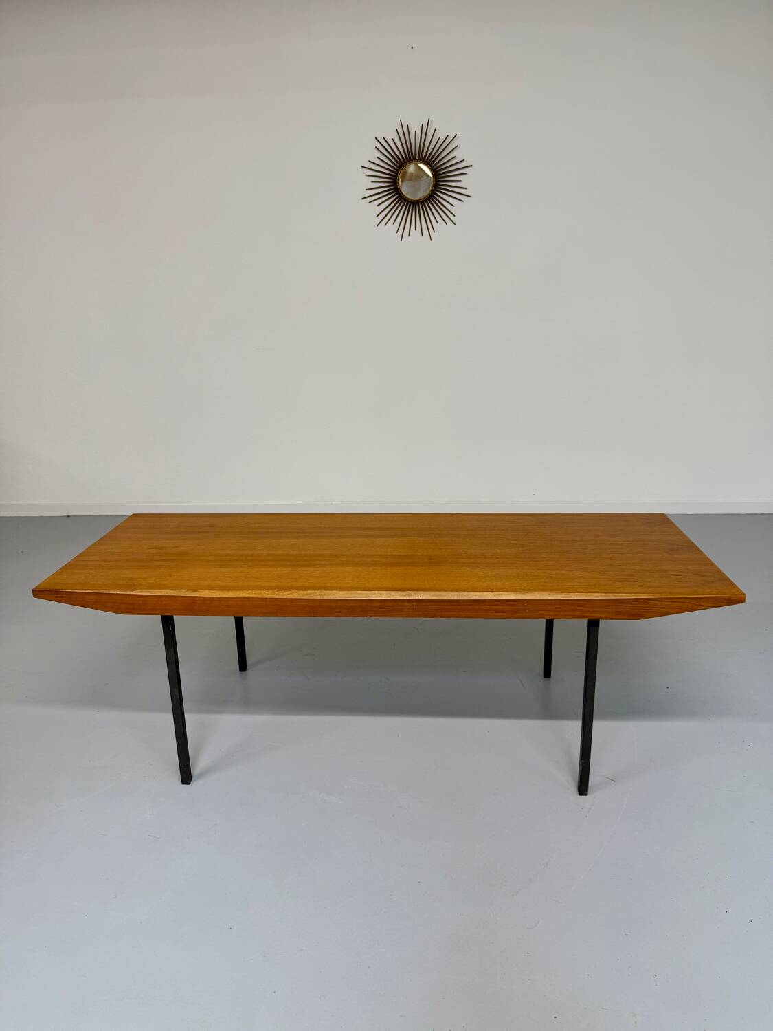 Antique Wilhelm Renz designer wooden coffee table, vintage Scandinavian style, 1960s