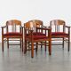Ensemble de 4 chaises de salle à manger Art Nouveau / Jugendstil avec revêtement rouge