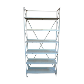 Industrial beige patina metal shelf