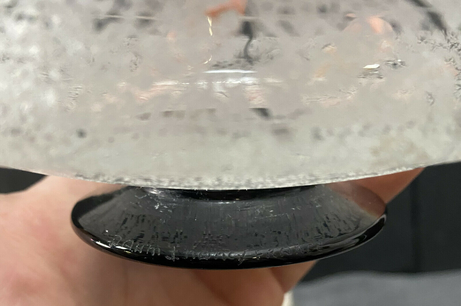 Daum circa 1950: frosted glass caviar cup on black pedestal