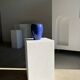 Modern vase oblong dark blue / dark purple H:19cm