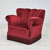 1960s, Danish relax armchair, original condition, red furniture velour.