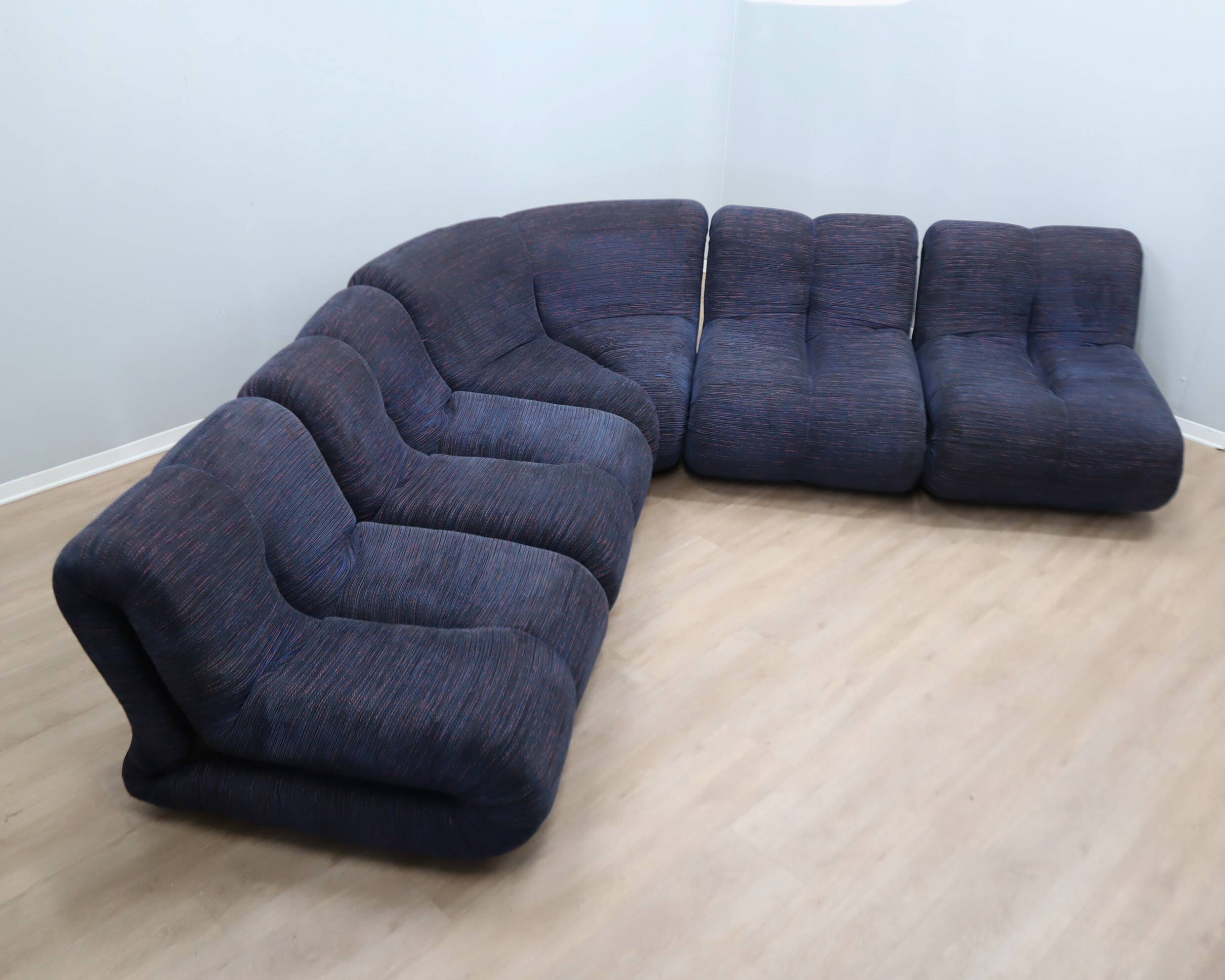 Claudio Vagnoni "Pagru" modular sectional sofa for 1P, 1970s (5 Pieces)