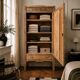 Art Deco bonnetière wardrobe from Paris in raw and solid oak.