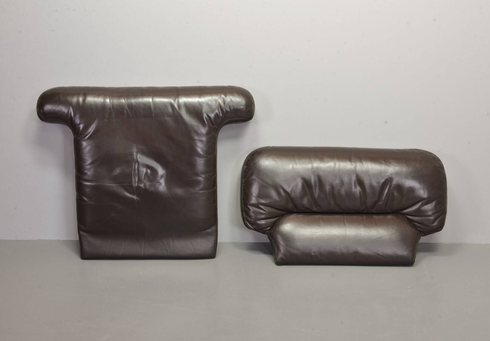 Comfortable Durlet Lounge Chairs in Chocolate Brown Leather, Set of Two 70s