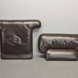 Comfortable Durlet Lounge Chairs in Chocolate Brown Leather, Set of Two 70s