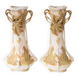 Pair of large Royal Dux Bohemia art nouveau vases c. 1900