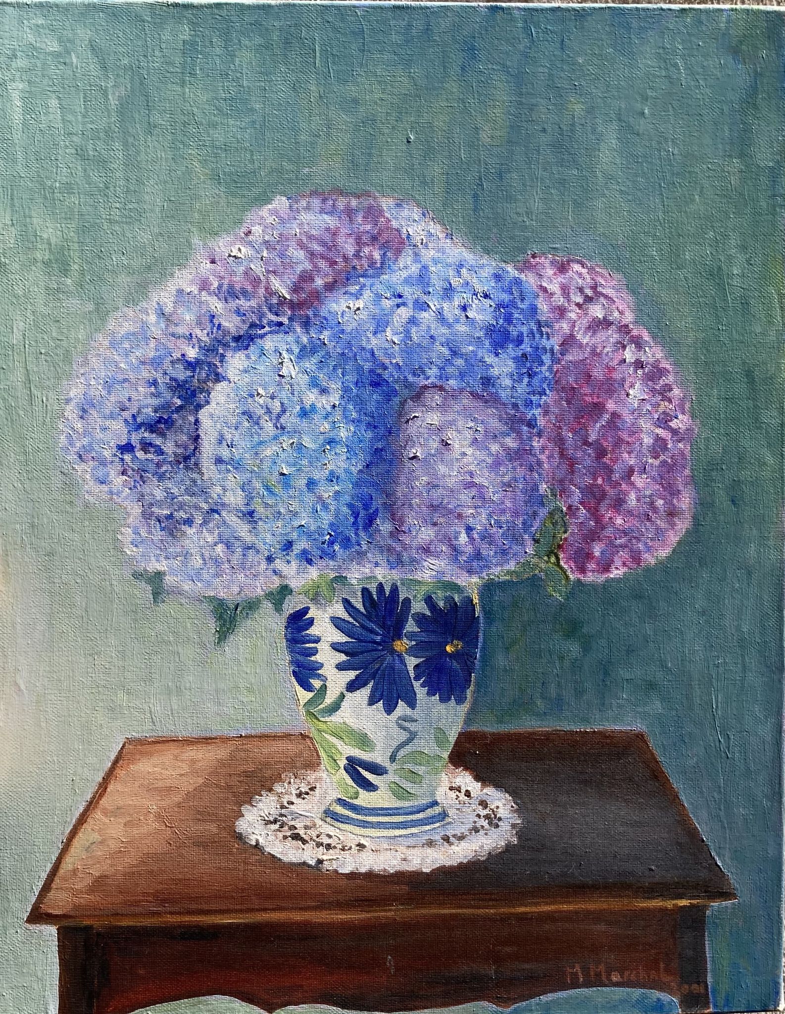 L'huile sur toile bouquet de fleurs Hortensia