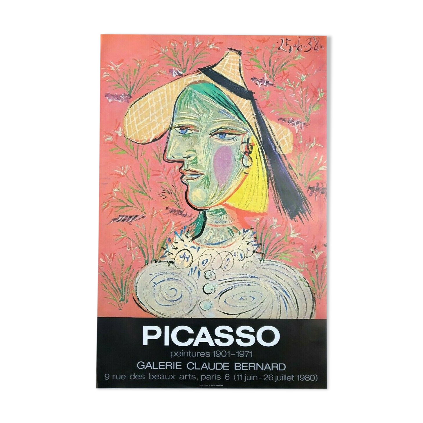 Pablo Picasso 1980 Large Vintage Offset Lithograph From A Painting
