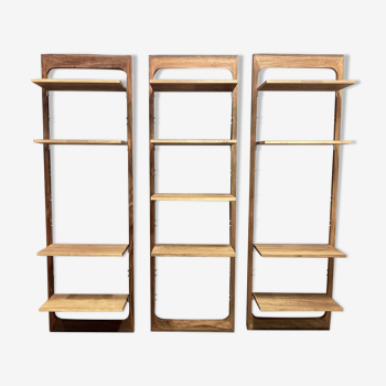 Suite de 3 étagères modulables design scandinave 1960