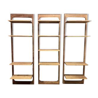 SUITE OF 3 MODULAR SHELVES SCANDINAVIAN DESIGN 1960.