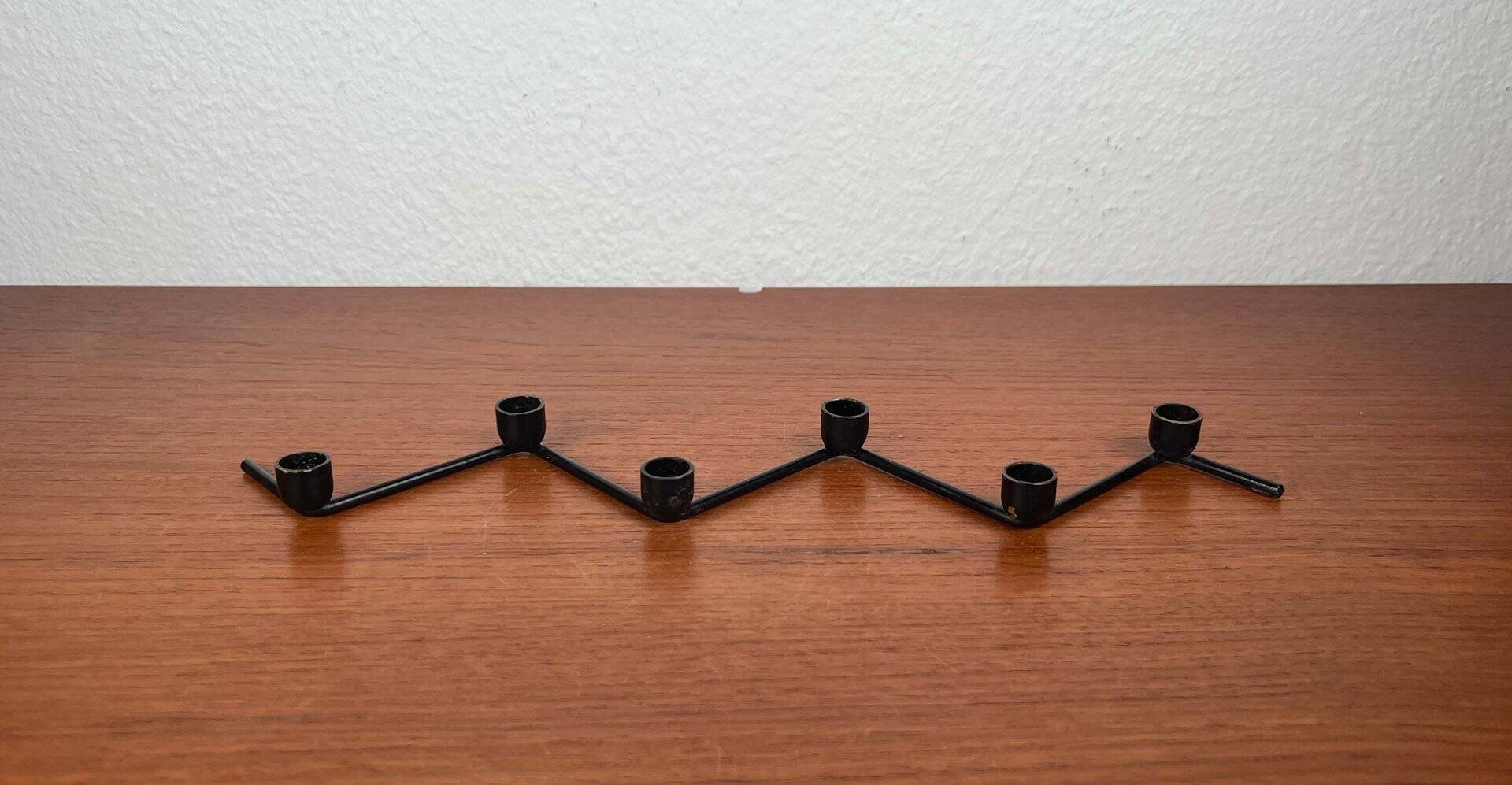 Mid-century Danish minimalist metal candlestick from the 1960s.