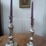 Eglomisé glass candle holders