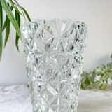 Small vintage glass vase with geometric pattern