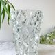Small vintage glass vase with geometric pattern