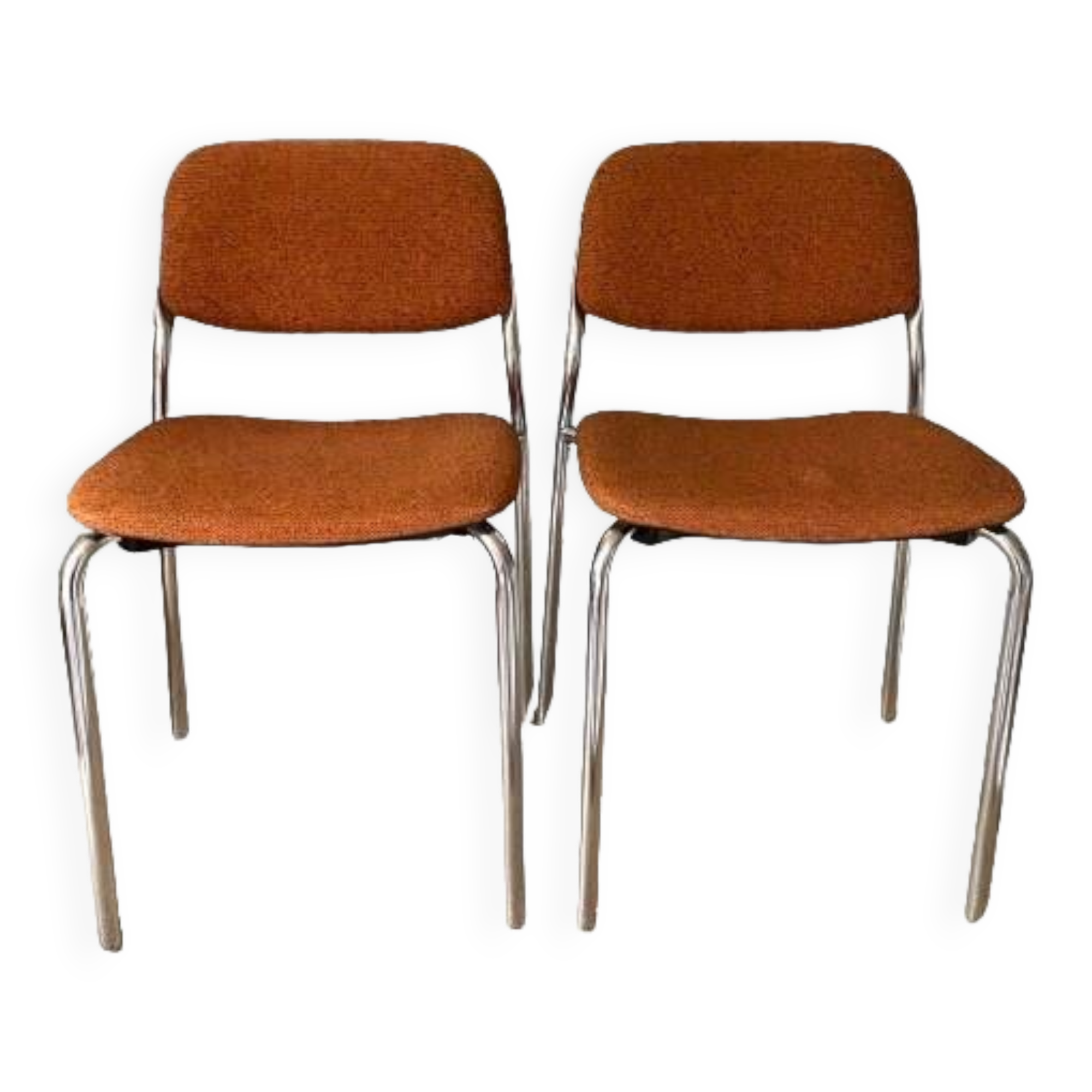 Pair of vintage Eurosit chairs, chrome and tweed, 1970s