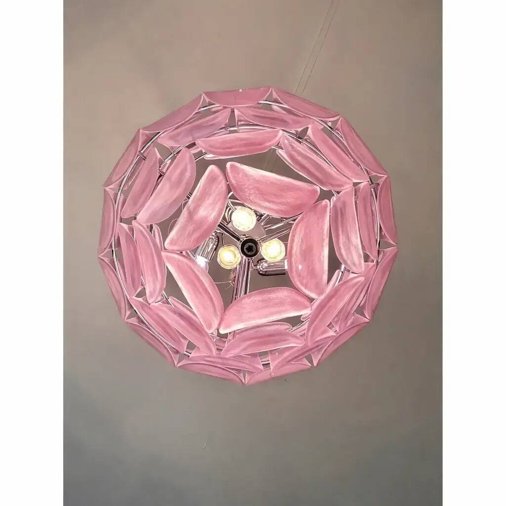 Modern Italian "Petals" Chandelier in Pink Murano Glass