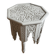 Oriental tea table or pedestal table forming a side table in solid carved and white lacquered wood