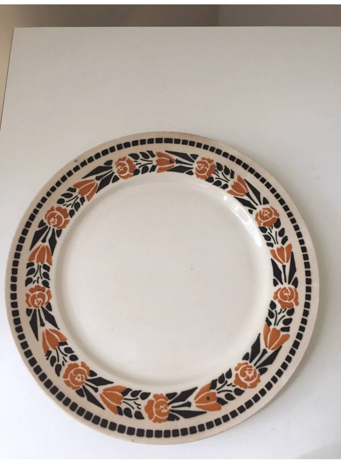 Assiettes à desserts Terre de Fer décor fleurs Badonviller Denise