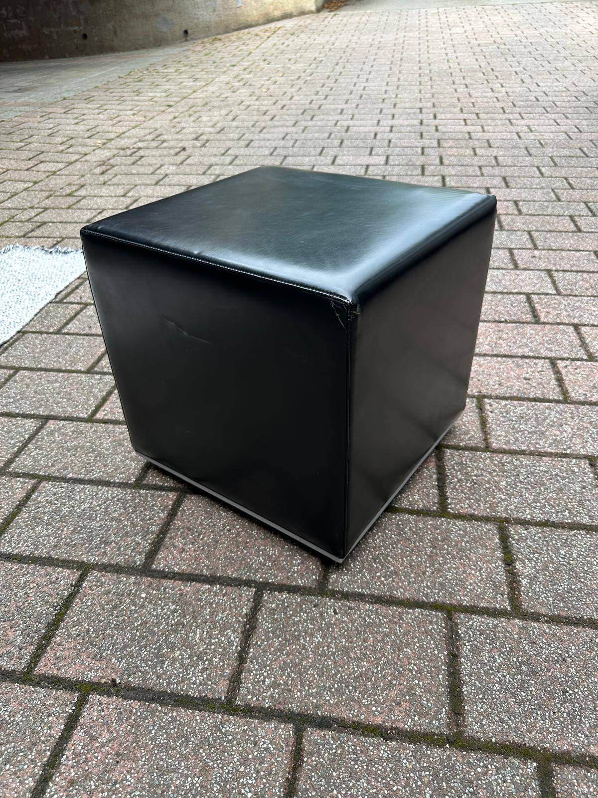 Pair of designer poufs in faux leather