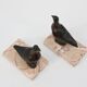 Pair of Art Deco marble and bronze “Dove” bookends, France 1930s