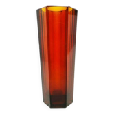 Vase Art Déco, verre pressé, Verreries de Zawiercie, Pologne, années 1930