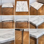 3 tables Florence Knoll – white marble type Calacatta & chrome steel