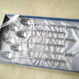 Box of 6 ice cream spoons, mazagran in silver metal "Russian style"