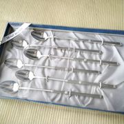Box of 6 ice cream spoons, mazagran in silver metal "Russian style"