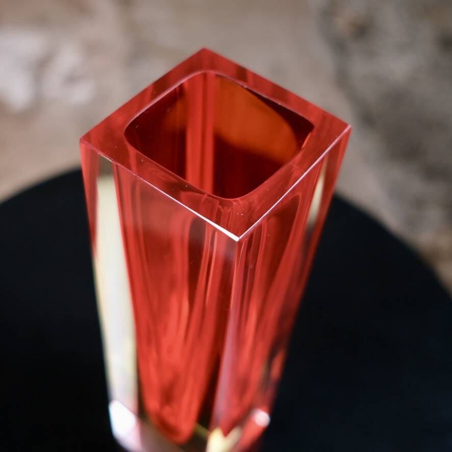 Large red Sommerso Murano vase, Italy, 1960s