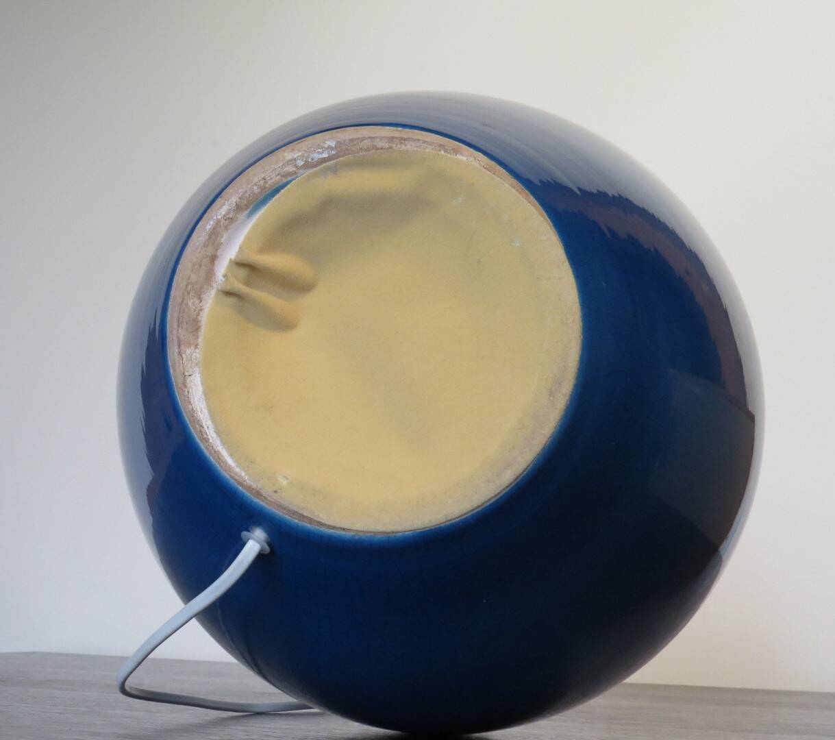 Large d'albret lamp base - made in france, 70's, cracked blue