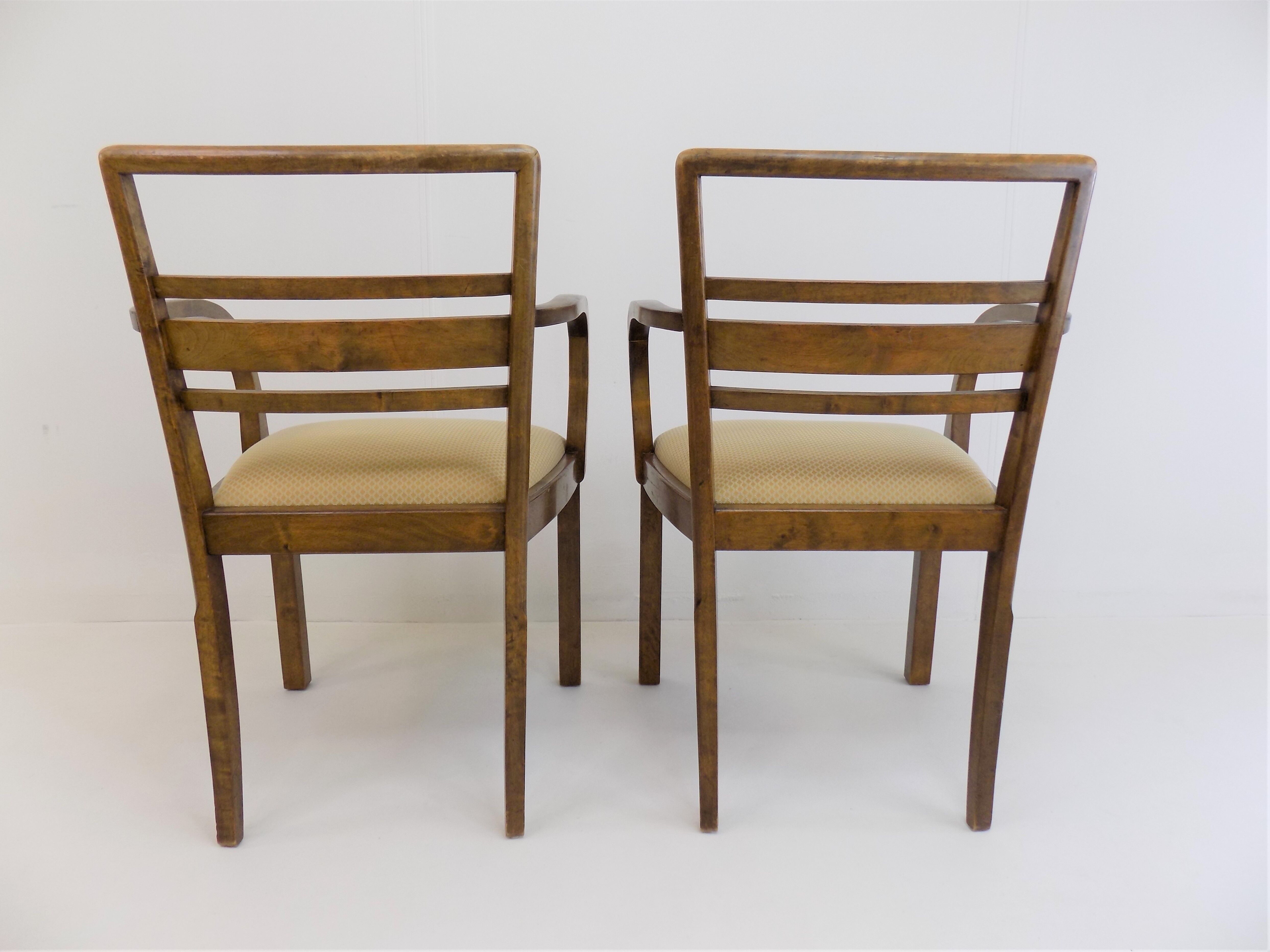 Set of 2 Art Deco chairs in birch burl