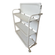 Vintage folding dessert trolley on wheels, 3 white shelves